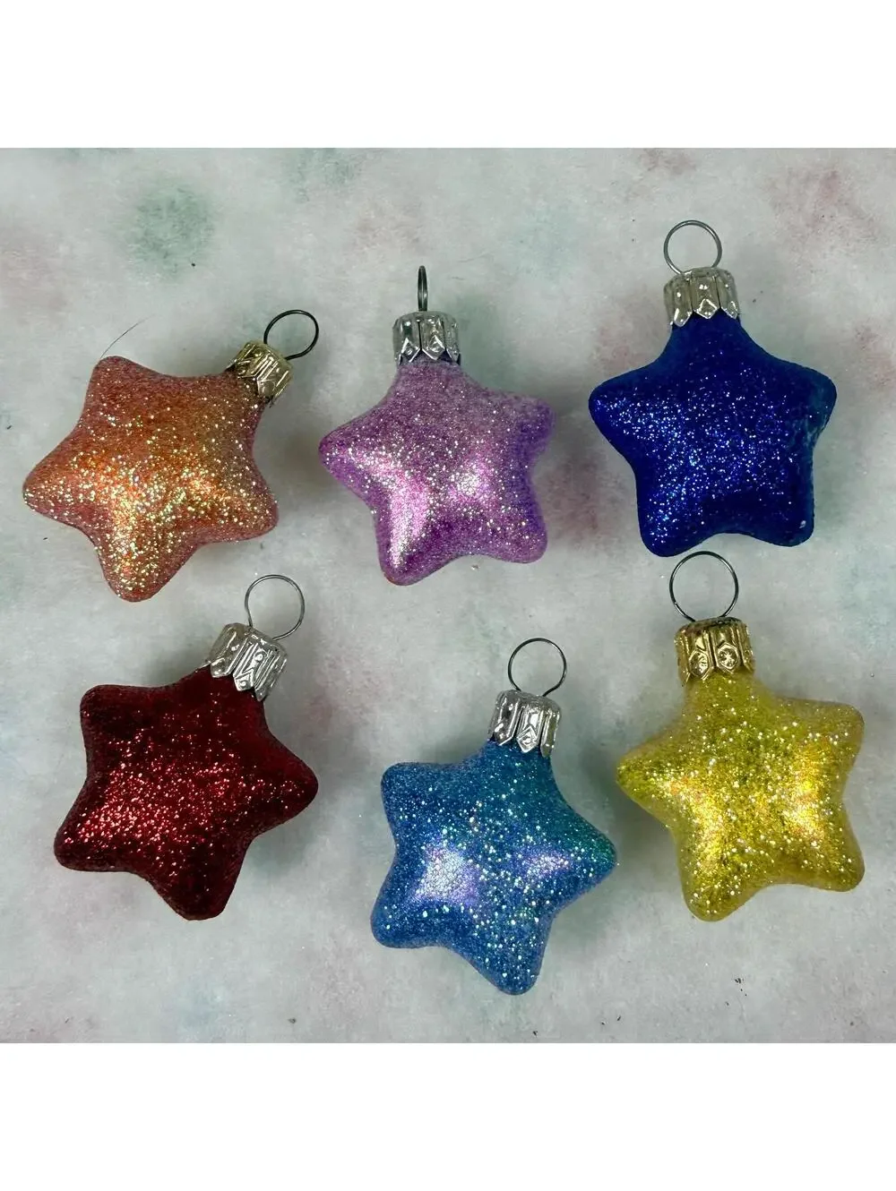 Lil Stars Glitter Glass Hallmark Ornaments - Set of 6